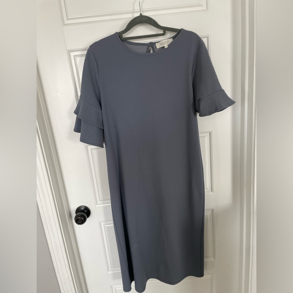 Gray Ruffle Sleeve Dress